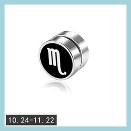 Other 12 Stainless Steel Constell Magnet Earrings Horoscope Clip On Ear Rings Fashion Jewellery For Women Men Drop Delivery Dhzlv
