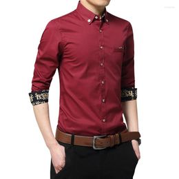 Men's Casual Shirts Smart Cuff Embroidery Male Skinny High Design Cowboy Jacket Turn-Down Collar Gentleman Top Long Sleeves Plus Size