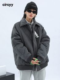 レディースダウンパーカスサーキュー冬の服女性ジャケットグレーコート刺繍レター韓国ファッションパーカー