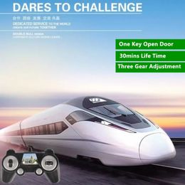 Electric RC Track High Speed RC Train Model 2 4G 114cm One Key To Open The Door Sound Effects Remote Control bullet 221122