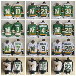 Throwback Dalla Retro Stars Hockey 4 Craig Hartsburg Jersey 20 Dino Ciccarelli 1 Gump Worsley 11 JP PARISE 30 Jon Casey 9 Mike Modano 7 Neal''Nhl''Shirt