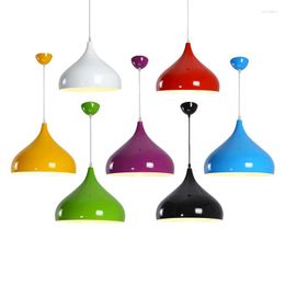 Pendant Lamps Modern Color Lights E27 LED 110-220V Aluminum Black/White/Red /Green/Yellow Single Head Dining-room