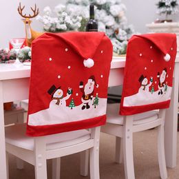 Christmas Decorations Noel Santa Claus Non-woven Dinner Table Red Hat Chair Back Covers Xmas for Home New Year