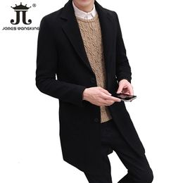 Men's Wool Blends Winter Woolen Coat Leisure Long Sections Coats s Pure Color Casual Fashion Jackets / Overcoat 221123