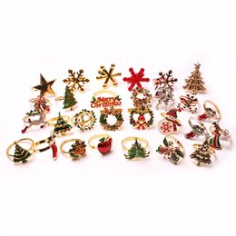 Xmas Party Decoration Napkin Ring Buck Holder Colorful Diamond Gold Silver Christmas Tree Hotel Home Table Decorations Home Banquet Dinner Supplies