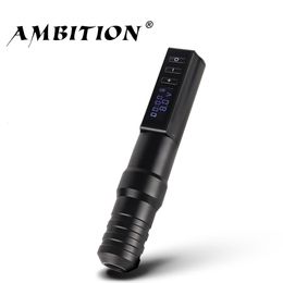 Tattoo Machine Ambition Professional Wireless Pen with Portable Power Coreless Motor Digital LED Display For Body Art 221122
