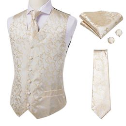 Mens Suits Blazers Silk Waistcoat Necktie Set Men Vests With Neck Tie Hankerchief Cufflinks Floral Paisley for Business Wedding Dad Son Gift 221123