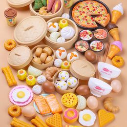 Kitchens Play Food 84Pcs Cutting Breakfast Pretend kids Kitchen game Toys Miniature Safety Sets Educational Classic Toy for Children 221123