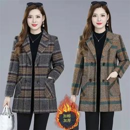 Women's Wool Blends Spring Autumn Middle-aged Elderly Quilted Thick Woolen Mother's Dress Temperament Slim Fit Wild Version Coat W2 221123