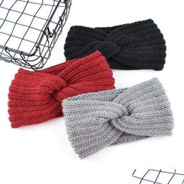 Headbands Knit Cross Headbands Braided Winter Ear Warmers Crochet Head Wraps Hair Bands For Women Fashion Drop Delivery Jewellery Hairj Dhhrg