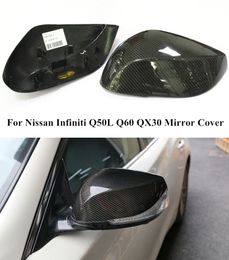 Car Forged Carbon Fibre Rearview Mirror Cover Caps for Infiniti Q50 Q50L Q60 QX30 Side Wing Shell