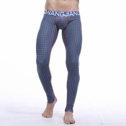 Men's Thermal Underwear Long Slimming Johns Autumn Leggings Monolayer Plaid WJ Male Pants Thin and Cotton Winter Breathable Warm 221122