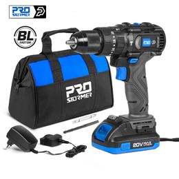 Electric Drill 60NM Brushless Hammer Impact Cordless Screwdriver 3 Function 20V Steel / Wood Masonry Tool By PROSTORMER 221122