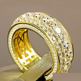 Cluster Rings Gold Diamond Ring Fl Crystal Women Men Wedding Rings Fashion Jewelry Christamas Gift Drop Delivery Dhm8F