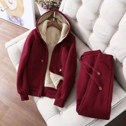 Women s Two Piece Pants Casual Fashion Sweater Suit Autumn and Winter Warm Long sleeved Fleece Thick Sportswear Two piece Set for Women 221123