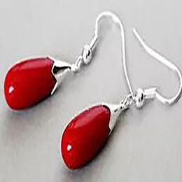 fashion Red CORAL Gem stone Dangle Earring Dangle Earrings