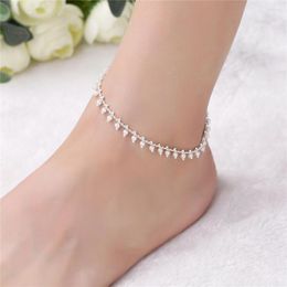 Anklets Fashion 925 Sterling Silver Anklet Fine Jewellery Pearl Simple Foot Chain For Women Girl S925 Ankle Leg Bracelet