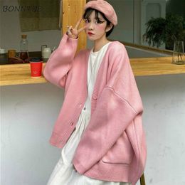 Women's Knits Tees Cardigan Women Spring Vintage Lovely Fashion Korean Simple V-neck Ladies Knitwear Long Sleeve All-match Ins Fall Femme Sweaters 221123