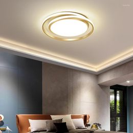 Ceiling Lights Golden Simple Luxury LED Restaurant Eiling Light Modern Warm Bedroom Round Lamp Nordic Creative Study Lighting