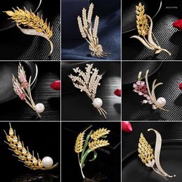 Brooches Luxury Rhinestone Crystal Wheat Ear Bouquet High-end Scarf Buckle Waist Pin Jewellery Coat Accessories Gift Ins Style