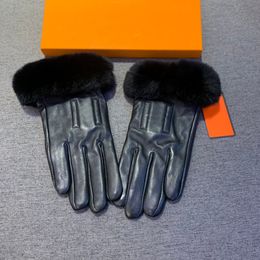 Super Warm Plush Gloves Thick Velvet Leather Mittens Winter Plus Velvet Glove Outdoor Cashmere Mitten With Box