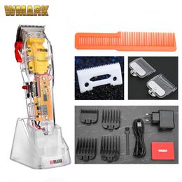 Hair Trimmer WMARK Model NG-108 Rechargeable Cutting Machine Clippers Transparent Cover White Or Red Base 7300rpm 221122