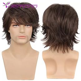 Wholesale Short Mens Wig Straight Synthetic Wig for Male Hair Fleeciness Realistic wigs