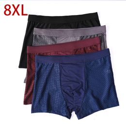 Underpants 8XL Plus Banboo Fibre Men Underwear Male boxer Solid Panties Shorts Mens Breathable Intimate Man boxers 4pcs 221123