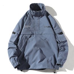 Men's Leather Faux Men Hip Hop Streetwear Jacket Coat Retro Color Block Patchwork Harajuku Windbreaker Oversized Pocket 221122