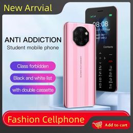 New Unlocked Ultra-thin Small Cell phone Mini Dual Sim Card Portable Student Mobile Phone Fashion MP3 FM Flashlight Loud Speaker Gift Cellphone
