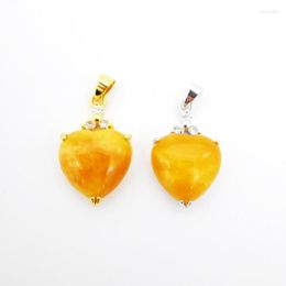 Anhänger Halsketten Superb 20x15mm Orange Jades Herz Perlen Stein Eingelegtes Strassgolden Hohlloch -Out Love Halskette 1pcs