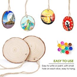 Wholesale Craft Tools Natural Wood Slices 2"-2.4" Unfinished DIY Crafts Predrilled with Hole Round Wooden Circles for Rustic Christmas Ornaments Decor