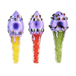 Colourful Ice Cream Cone Pyrex Thick Glass Pipes Portable Innovative Spoon Philtre Dry Herb Tobacco Bong Handpipe Handmade Oil Rigs Smoking Cigarette Holder DHL