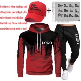 Mens Tracksuits 3pcsset Free Custom Casual Fashion Solid Colour Sweater Long Sleeve Sports Hooded 3D Pants Suit 221124