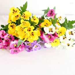 Decorative Flowers Wedding Artificial 10 Inch Pansy Silk Fake Butterfly Orchid Flower Home Office Decoration