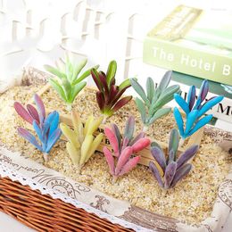 Decorative Flowers 1pcs Blue Green Red Purple Artificial Plants Simulation Succulents Mini Bonsai Potted Placed Fake Table Decoration