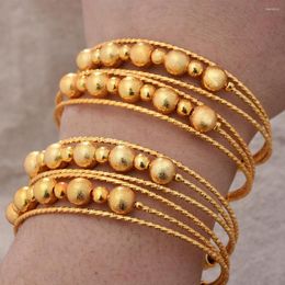 Bangle 4pcs/lot Ethiopian Jewellery Ball Bangles Dubai Gold ColorJewelry For Women African & Bracelets Gifts