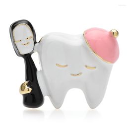 Brooches Wuli&baby Cute Tooth Enamel Cartoon Odontscope Teeth Dentist Office Party Brooch Pins Fashion Jewellery Gifts