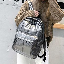 Backpack Fashion Space Padded Women Backpacks Winter Down Cotton School Bags for Teenager Designer Travel Bag Female Big Purses New 221124