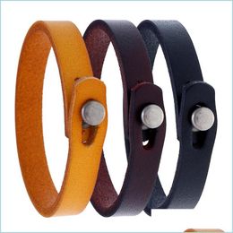 Bangle Simple Leather Bracelet Retro Button Bracelets Bangle Cuff Wristband Women Mens Fashion Jewerly Drop Delivery Jewellery Dhah6