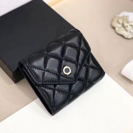 Black Caviar Leather Mini Vintage Wallets For Women Diamond Pattern Quilted Designer Wallet Gold Metal Hardware Card Holders Coin Purse Classic Sacoche Handbag 12c