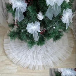 Christmas Decorations Christmas Decorations 78/90/122Cm Tree Skirt White Mesh Carpet Snowflake Colorf Pompon Mat For Home Xmas Year Dh0Il