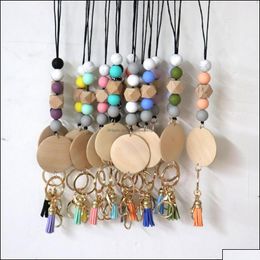 Party Favour Party Favour Event Supplies Festive Home Garden Foreign Trade Personalised Sile Bead Necklace Blank Disc Tassel Key Chain Dhenf