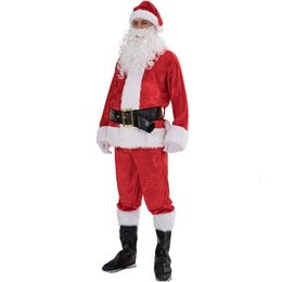 Theme Costume 5PCS Christmas Santa Claus Fancy Dress Adult Suits Cosplay Outfits S-3XL 221124