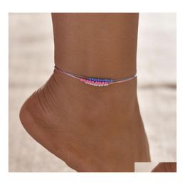 Anklets Anklets Women Fashion Simple Beach Anklet Ladies Mtilayer Colorf Mixed Colour Rice Bead Foot Chain Accessories Drop Delivery J Dhljo