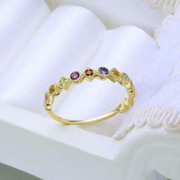 Cluster Rings UNICE Real 9K Gold Yellow Trendy Geometric Candy Ring Natural Crystal Sky Blue Topaz Tsavorite Fine Jewellery Women