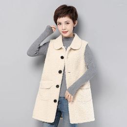 Women's Vests Lambswool Waistcoat & Vest Women Autumn Winter Warm Suede Coat Long Sleeveless Jacket Female Single-breasted