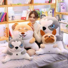 60Cm75Cm Soft Husky Shiba Inu Pug Plush Cushion Cute Cartoon Animal Dog Stuffed Doll bed Sofa Cushion Toy Friends Gifts J220729