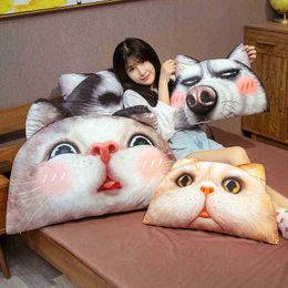 1Pc Simulation Plush Cat Sleeping Pillows Soft Cuddles Cushion Sofa Decor Cartoon Dog Plush Toys For ldren Kids gift J220729