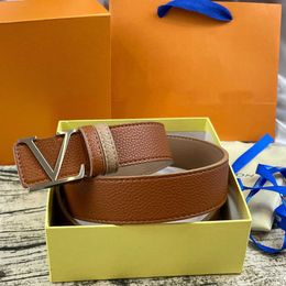 Classic Fashion Men Women Belt 3.8CM Double Sided Litchi Pattern Letter Smooth Buckle Waistband Designer Belts With Gift Box Can Be Used As A Gift